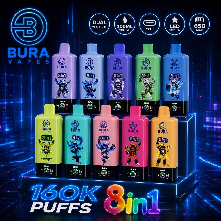 BURA Vape lineup — 8 okusa